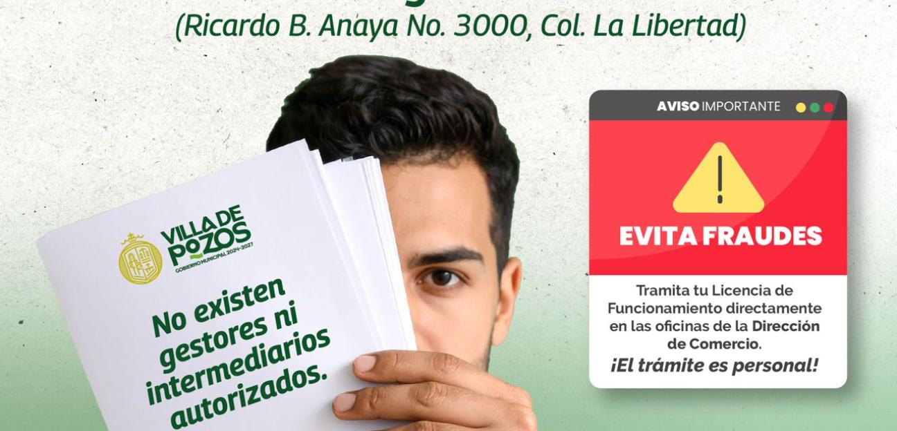VILLA DE POZOS EXHORTA A COMERCIANTES A NO DEJARSE ENGAÑAR POR FALSOS INSPECTORES