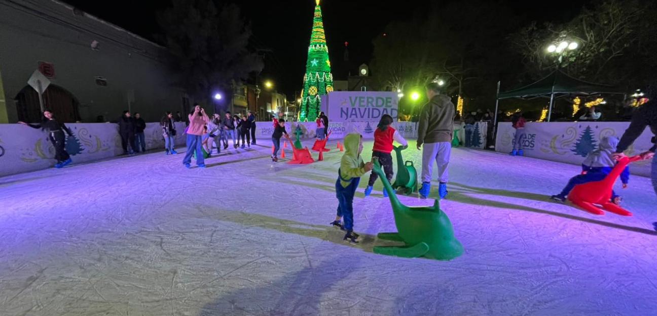 FAMILIAS DISFRUTAN LA PISTA DE HIELO EN VILLA DE POZOS